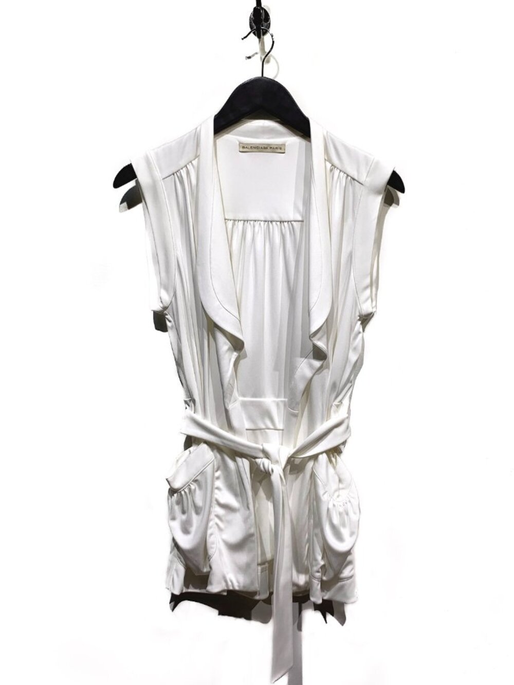 Balenciaga Ivory Wrapped Sleeveless Top